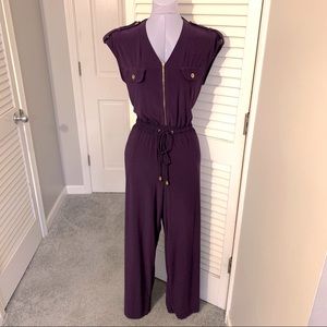 Emma & Michelle Purple Jumpsuit with Gold Details